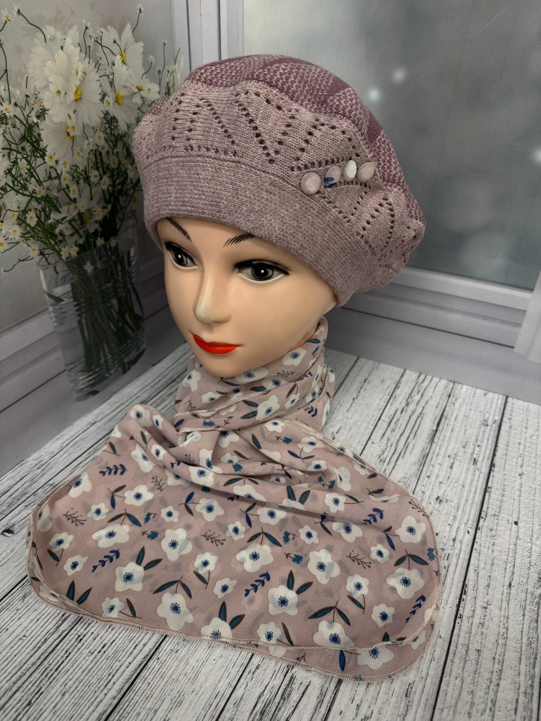 комплект берет с шарфом,комплекс берет со шарф,шарфы для женщин,шапка для женщин,шапка и платок