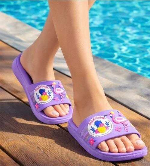 шлепанцы flamingo,тапочки для девочек,детские шлепанцы,женские шлепанцы,пляжная