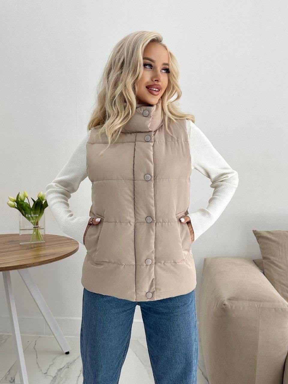жилетка женская,жилет женский утепленный стеганый,жилет женский утепленный балоневый стеганый без капюшона abm fashion,жилет женский,жилетка утепленная женская