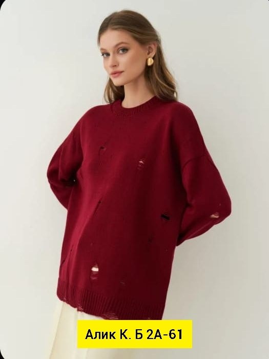 свитер вязаный оверсайз,свитера женские,рваный свитер оверсайз formula 51,свитер женский кофта,свитер оверсайз с дырками