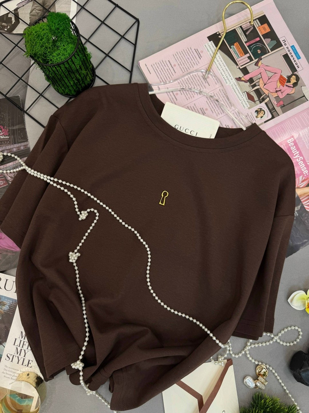 женская футболка,футболки базовая,женская футболка коричневая,футболка оверсайз,футболка