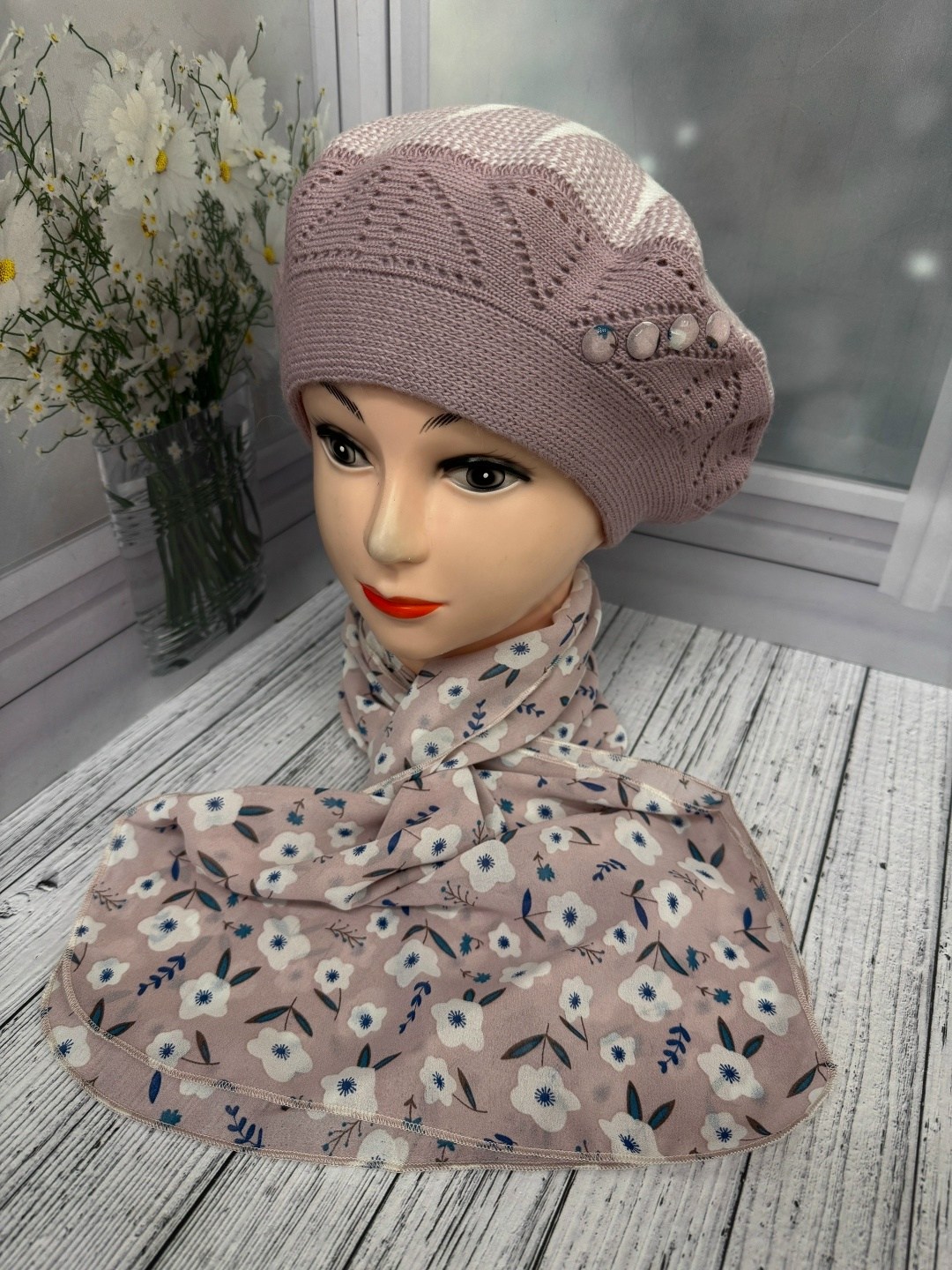 шарфы для женщин,комплекс берет со шарф,комплект берет с шарфом,берет женский,шапка шарф