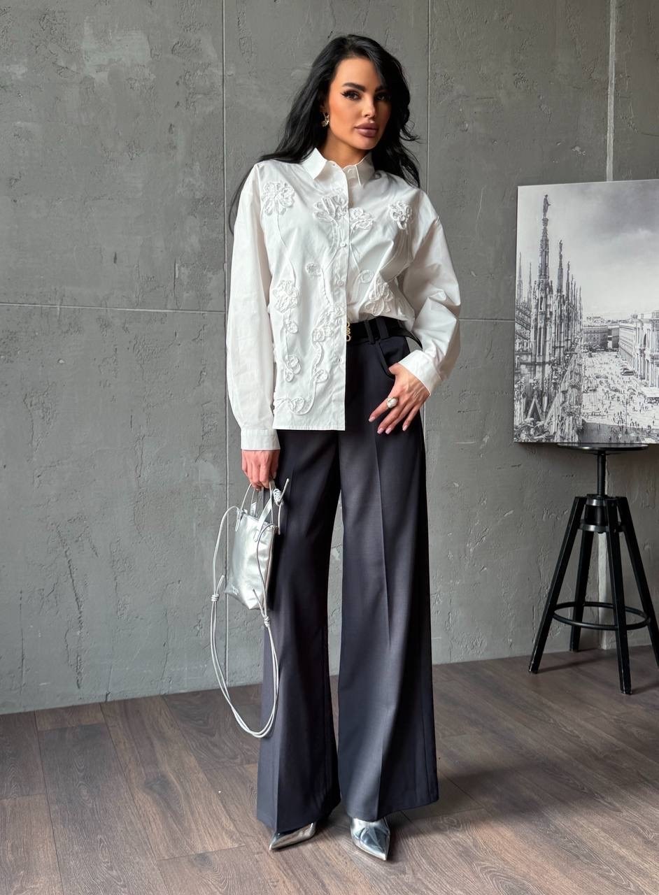 стильная блузка,блуза,блузка женская,женская блуза,комплект блуза и брюки прямого кроя из текстиля pur pur 11-059