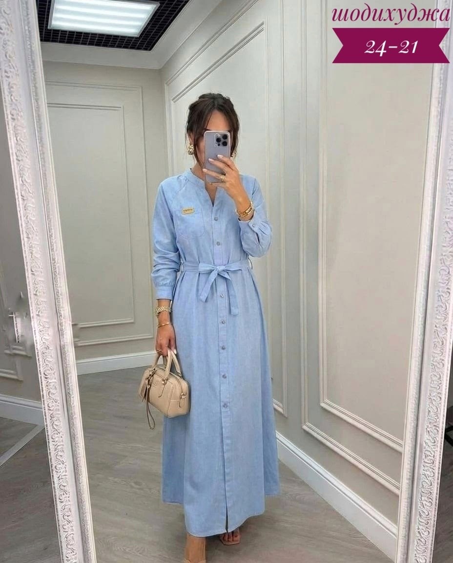 джинсовое платье-рубашка длины миди,джинсовое платье женское,джинсовое платье,платье рубашка джинсовое длинное офисное макси в пол aisha collection,стильное джинсовое платье