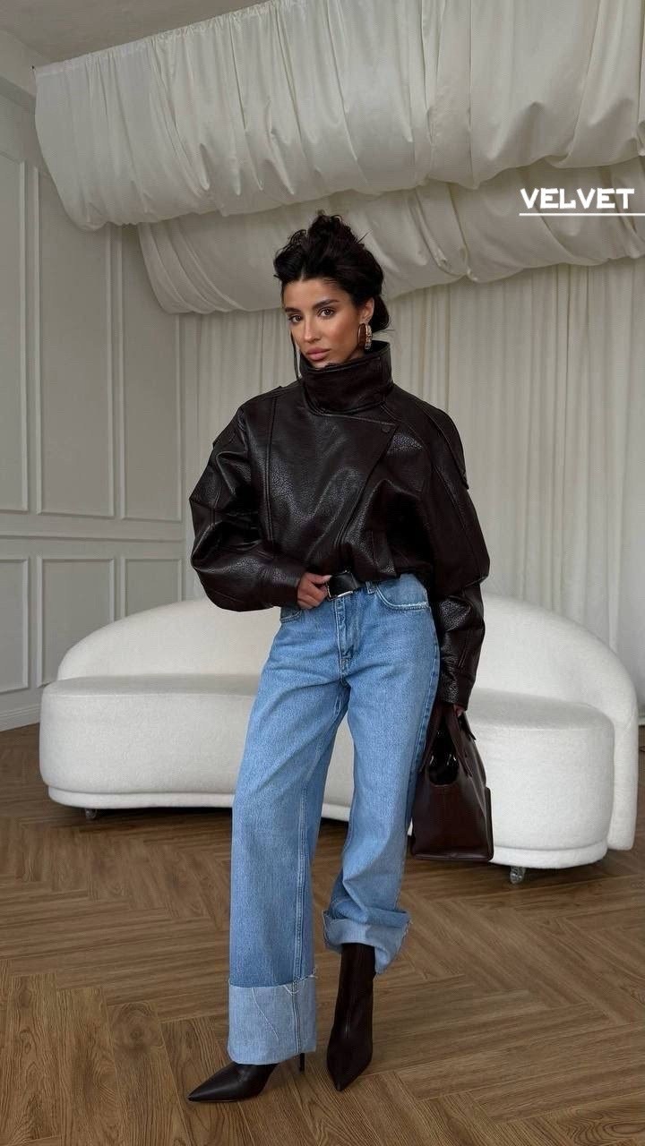 куртка бомбер оверсайз кожаная c&c fashion,кожаный бомбер демисезонный куртка оверсайз осенний,кожаная женская куртка,куртка кожаная,куртка бомбер