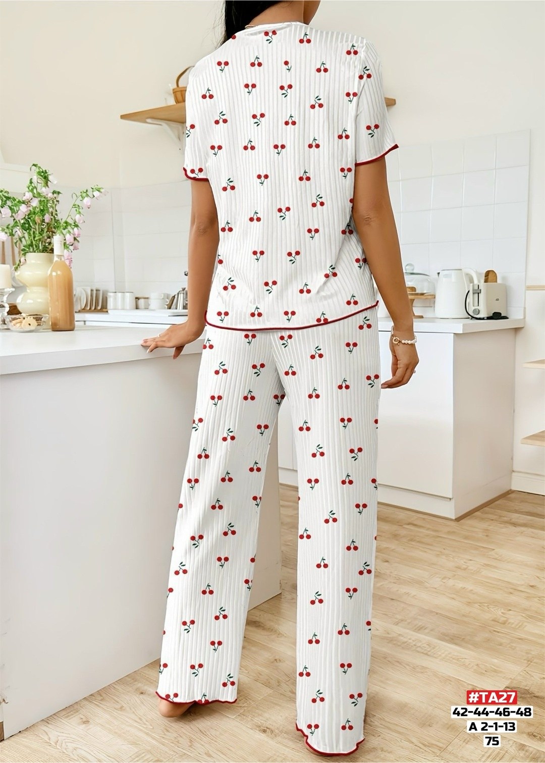 женские пижамные комплекты,пижама одежда для дома,женская элегантная пижама с принтом вишни,женская пижама,пижама женская комплект