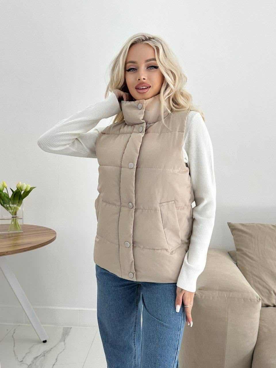 жилетка женская,жилет женский утепленный стеганый,жилет женский утепленный балоневый стеганый без капюшона abm fashion,жилет женский,жилетка утепленная женская