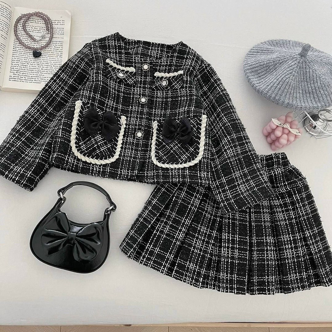 женский твидовый костюм из двух предметов,комплект одежды для девочек,комплект одежды nzbz для девочки твидовый костюм,твидовый костюм для девочки,твидовые костюмы