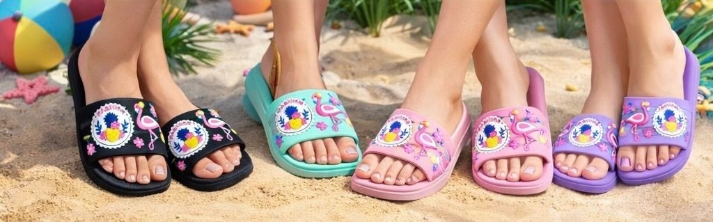шлепанцы flamingo,тапочки для девочек,детские шлепанцы,женские шлепанцы,пляжная