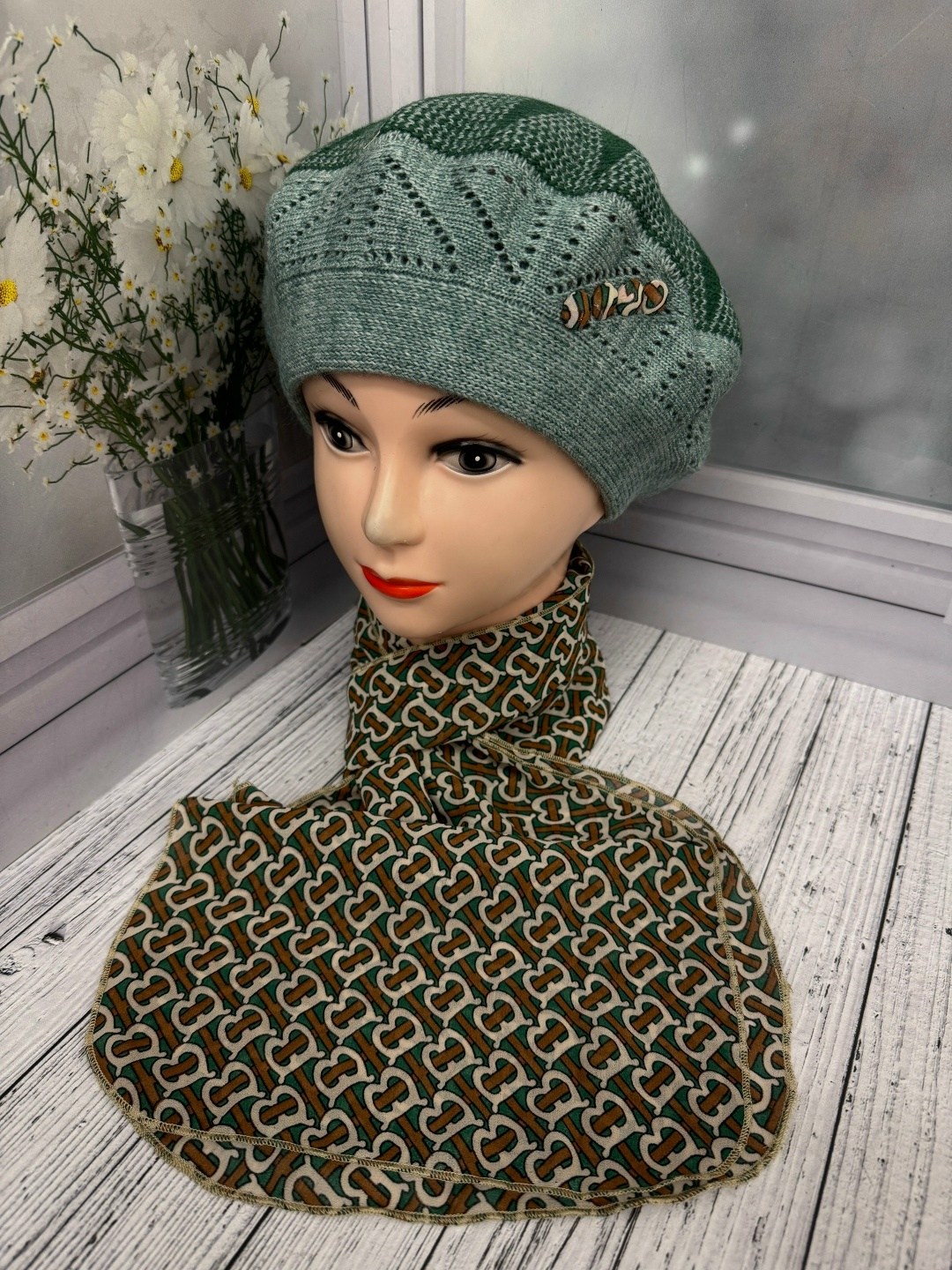 шарфы для женщин,комплекс берет со шарф,комплект берет с шарфом,берет женский,шапка шарф