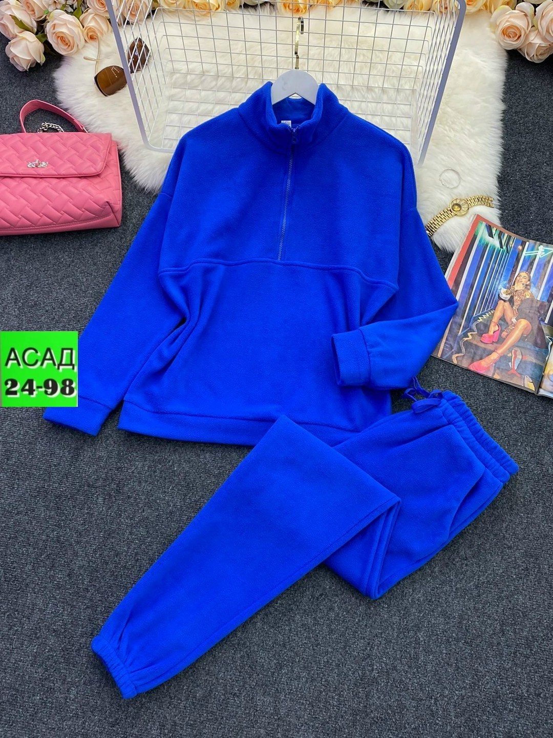 костюм женский на флисе,спортивные костюмы на флисе,спортивный костюм женский на флисе,женские костюмы,костюм спортивный арт. 24-0018 изумрудный для женщин