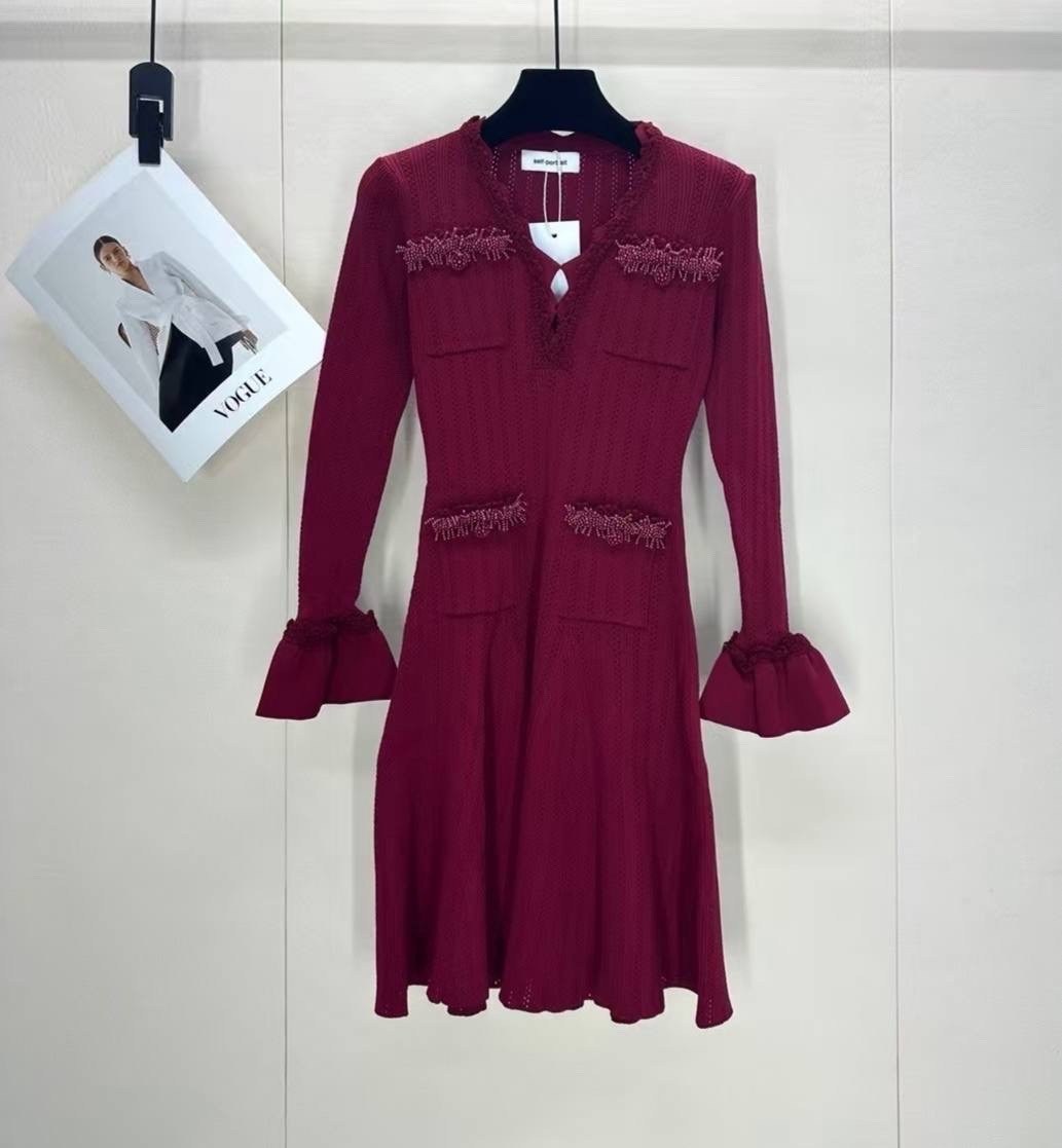 self-portrait long-sleeved dress women's pink,self-portrait short-sleeved dress women's pink,платья вязаная,трикотажные костюмы,розовое платье