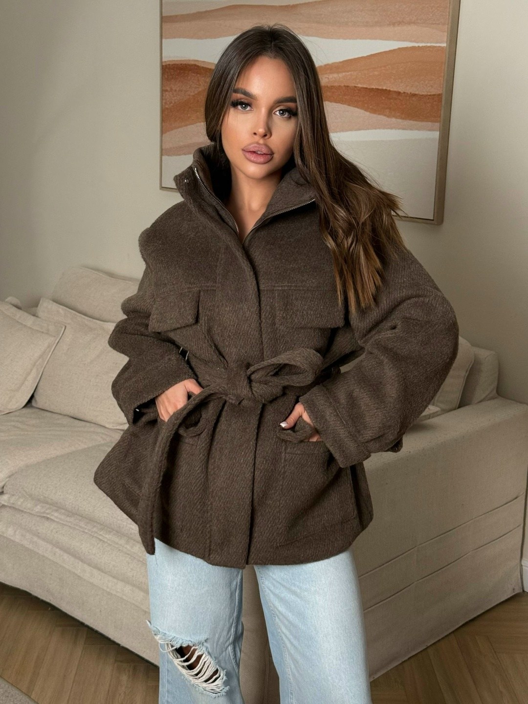 стильное пальто,женская куртка,полупальто,пальто с поясом,женская кофта