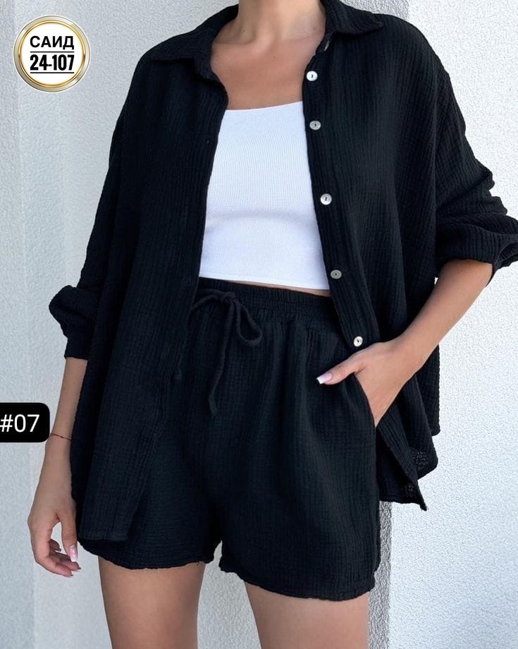 летний женский костюм,летний костюм,женский костюм,муслиновый костюм женский с шортами,женский костюм с шортами