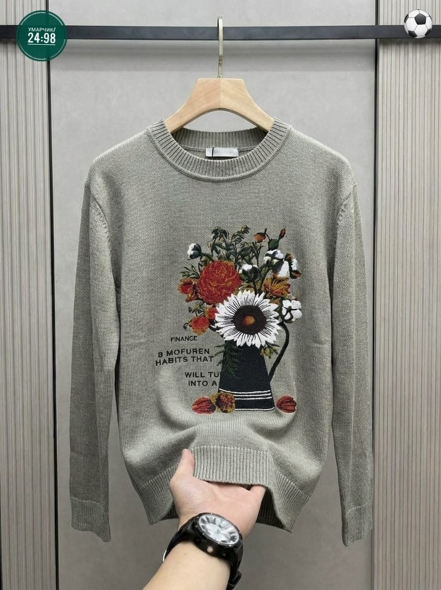свитер с вышивкой,свитер дольче габбана женские,джемпер с вышивкой,вышивка на толстовке,свитер с цветочной вышивкой
