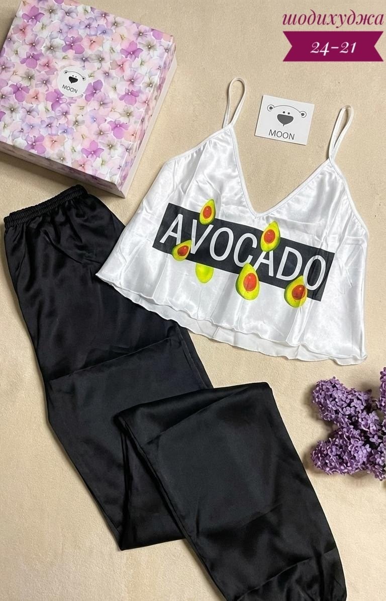 пижама женская,пижама авокадо,женская пижама авокадо,пижама женская шелковая,пижама