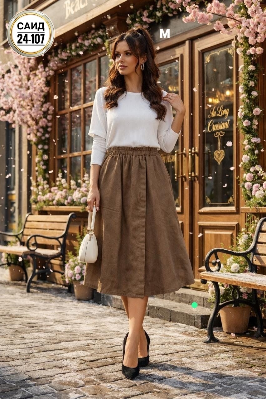 юбка миди коричневая замшевая,юбка миди вельветовая,юбка женская,юбка коричневая,вельветовая юбка