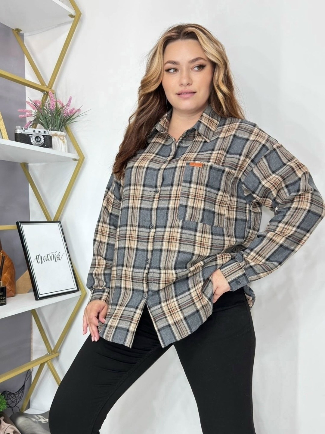 клетчатая рубашка,длинная клетчатая рубашка,клетчатая рубашка женская,рубашка в клетку женская,рубашка в клетку оверсайз divastyle 313691757