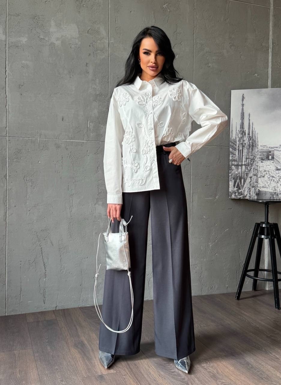 стильная блузка,блуза,блузка женская,женская блуза,комплект блуза и брюки прямого кроя из текстиля pur pur 11-059