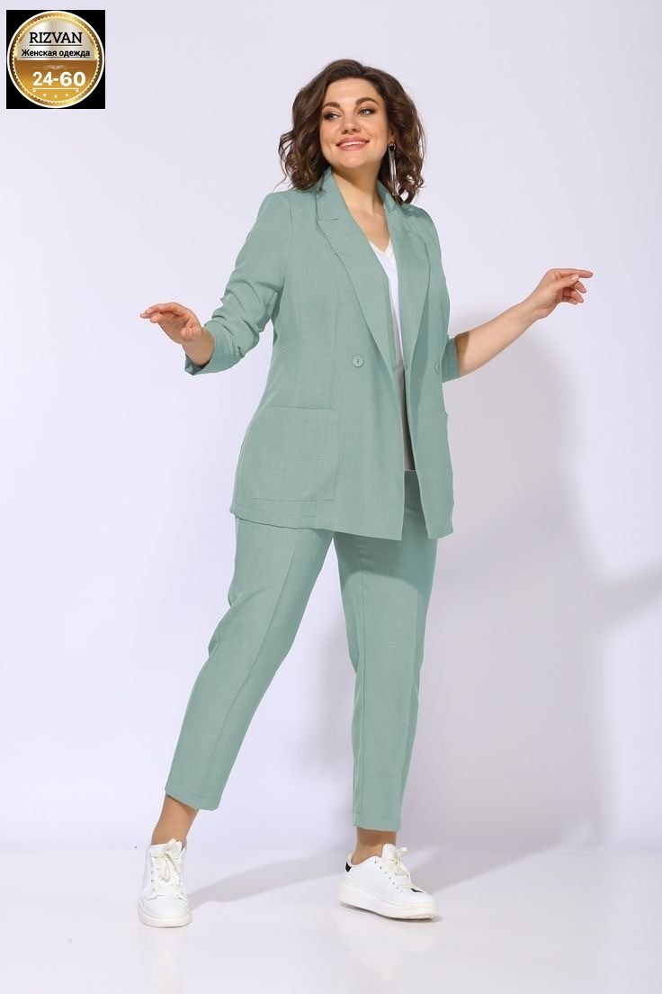 брючный костюм,брючный костюм anastasia mak 1053а мятный,костюм женский,брючный костюм anastasia mak 1175 мятный,брючный костюм anastasia mak 603а салатовый двойка зеленый размер 58