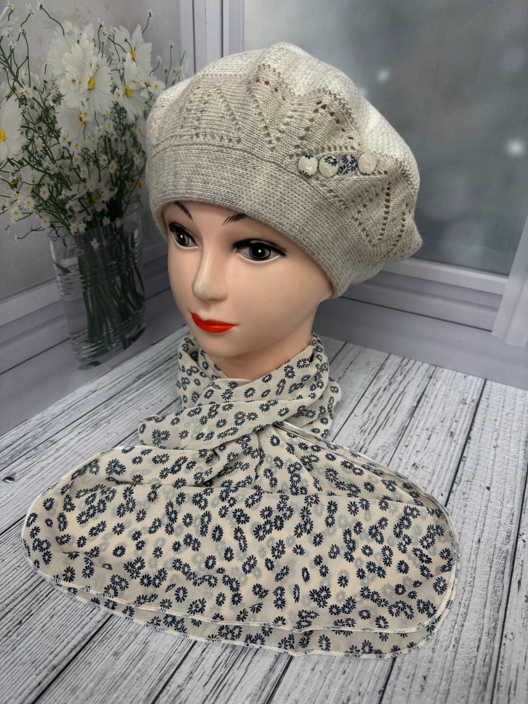 шарфы для женщин,комплекс берет со шарф,комплект берет с шарфом,берет женский,шапка шарф