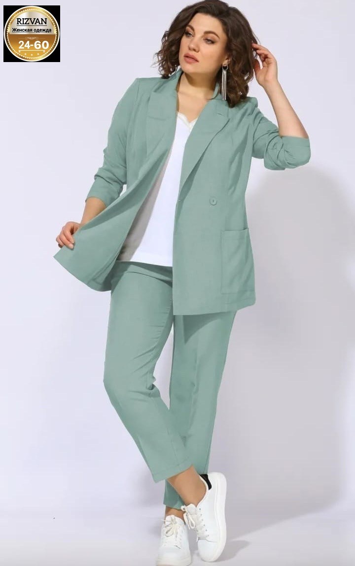 брючный костюм,брючный костюм anastasia mak 1053а мятный,костюм женский,брючный костюм anastasia mak 1175 мятный,брючный костюм anastasia mak 603а салатовый двойка зеленый размер 58