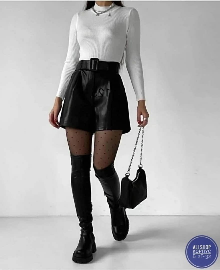 шорты кожаные,шорты женские кожаные,кожаные шорты с высокой талией,шорты из экокожи женские,шорты из экокожи