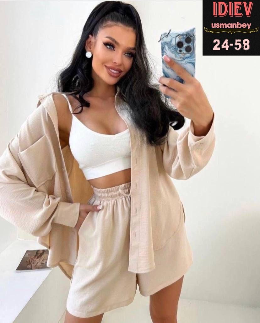 костюм женский летний с шортами и рубашкой,женский костюм с шортами и рубашкой,летние костюмы женские,муслиновый костюм женский с шортами,костюм классический