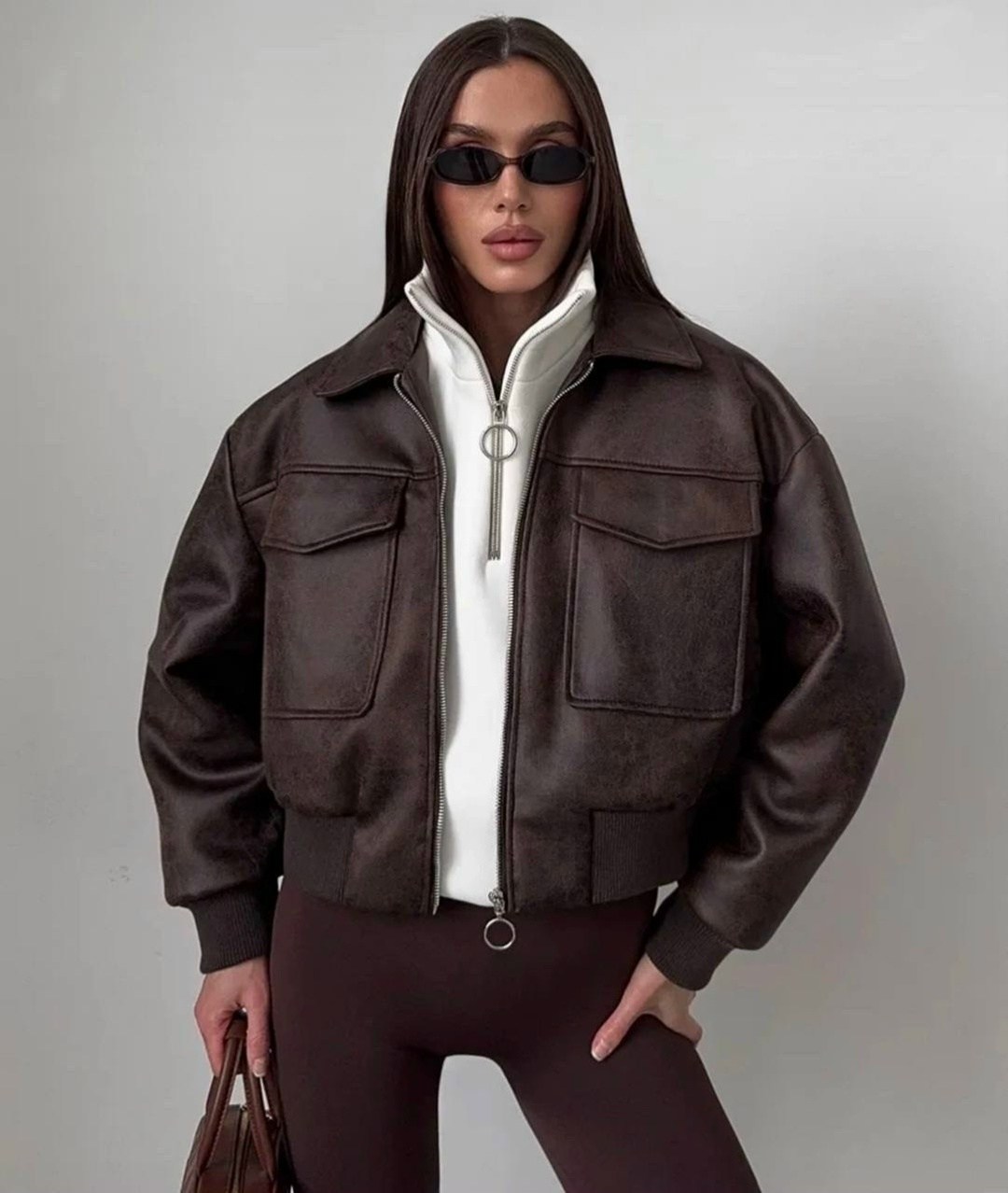 куртка кожаная женская,бомбер женский шоколадный кожаный куртка,куртка-бомбер из эко кожи,куртка кожаная,куртка эко кожа