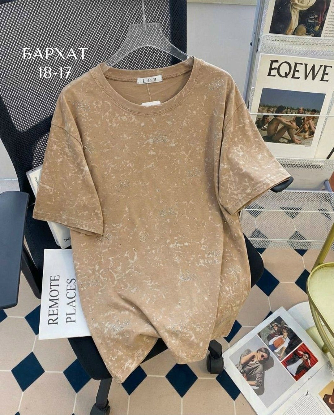 женская футболка,футболка женская оверсайз,футболки оверсайз,футболка в стразах варенка оверсайз gul brand,футболка оверсайз со стразам