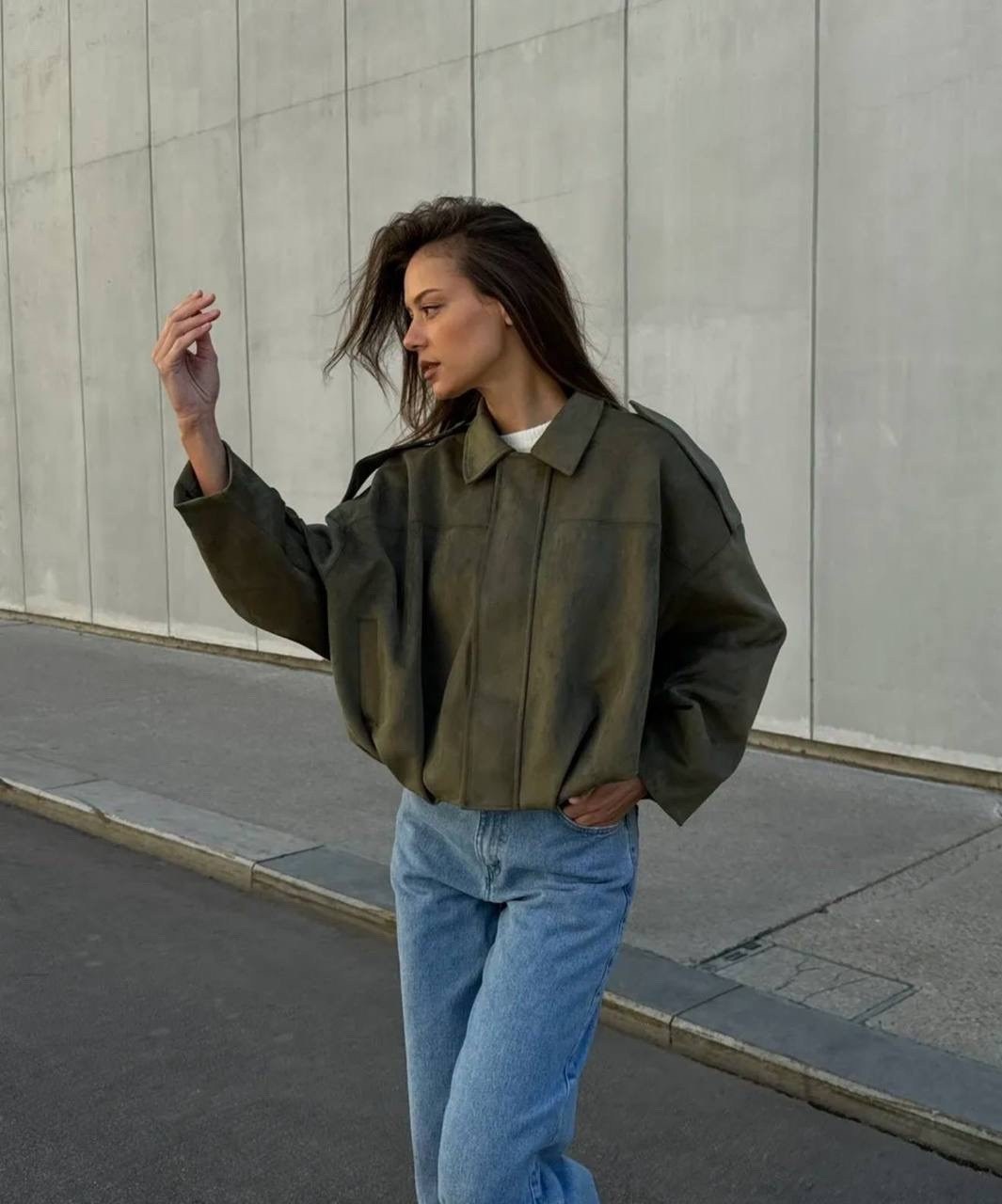 куртка бомбер оверсайз из замши m.wish 453276404,куртка бомбер оверсайз из замши,куртка бомбер оверсайз из замши m.wish,стильная женская замшевая куртка-бомбер,куртка бомбер оверсайз из замши m.wish ц