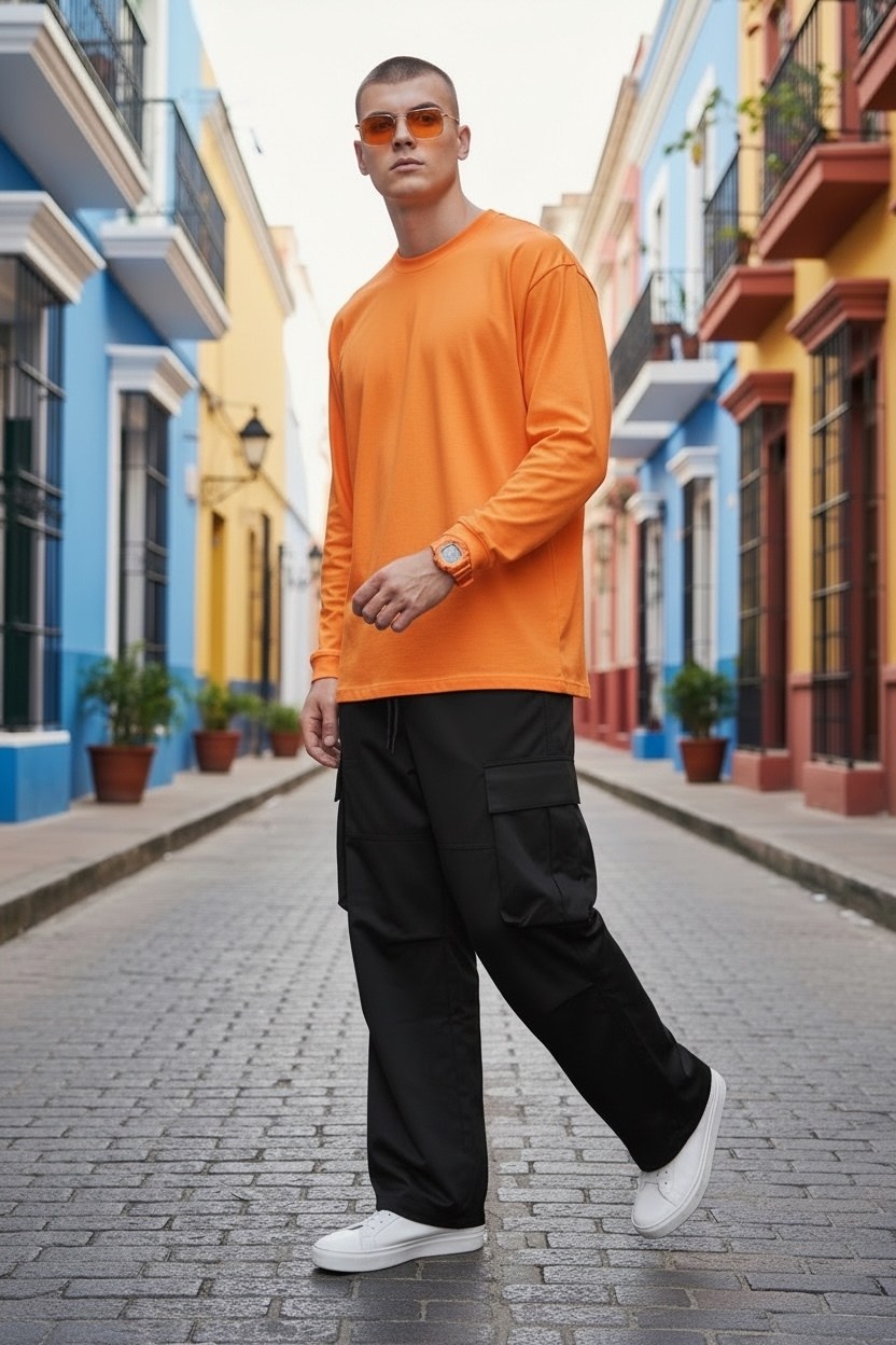 мужская футболка с длинными рукавами,оранжевая футболка,футболка с длинными рукавами,мужская мода,длинные рукава