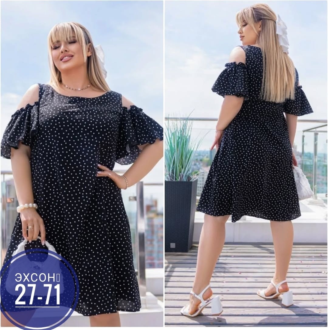 платье женское в горох,платья женские больших размеров,платье стильное,платья в горошек,женское платье в горошек