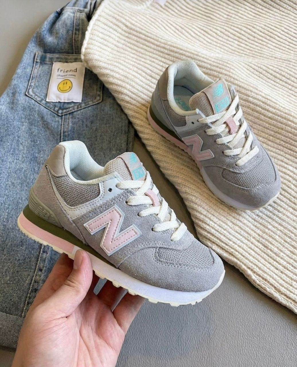 кроссовки new balance 574,new balance 574 серые со светло-розовым,кроссовки,кроссовки женские new balance,нью бэланс 574 серые