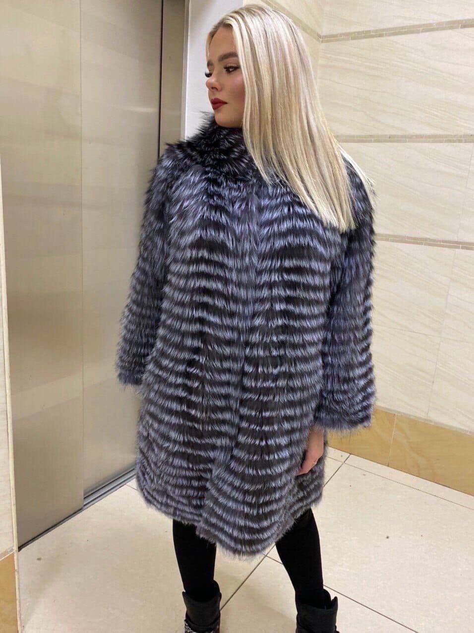 пальто из меха чернобурки на трикотажной основе,пальто из чернобурки,шуба из чернобурки,меховое пальто из чернобурки на трикотажной основе,шуба женская из натурального меха чернобурки