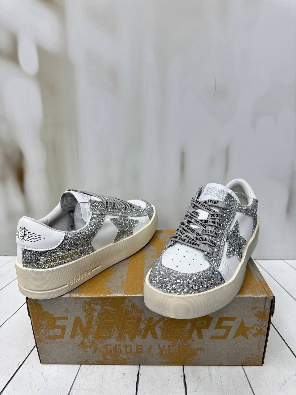 golden goose кеды hi star с блестками белый,кеды golden goose,,кеды женские golden goose,кроссовки golden goose