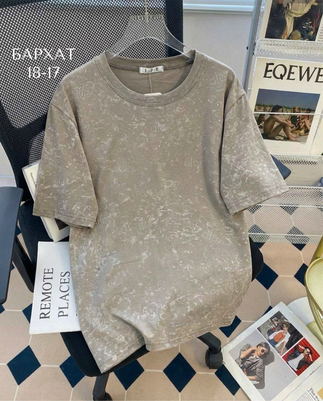 женская футболка,футболка женская оверсайз,футболки оверсайз,футболка в стразах варенка оверсайз gul brand,футболка оверсайз со стразам