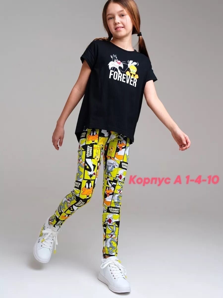 легинсы для девочки playtoday,легинсы с футболкой детские,леггинсы для девочек,легинсы с принтом,легинсы для девочек