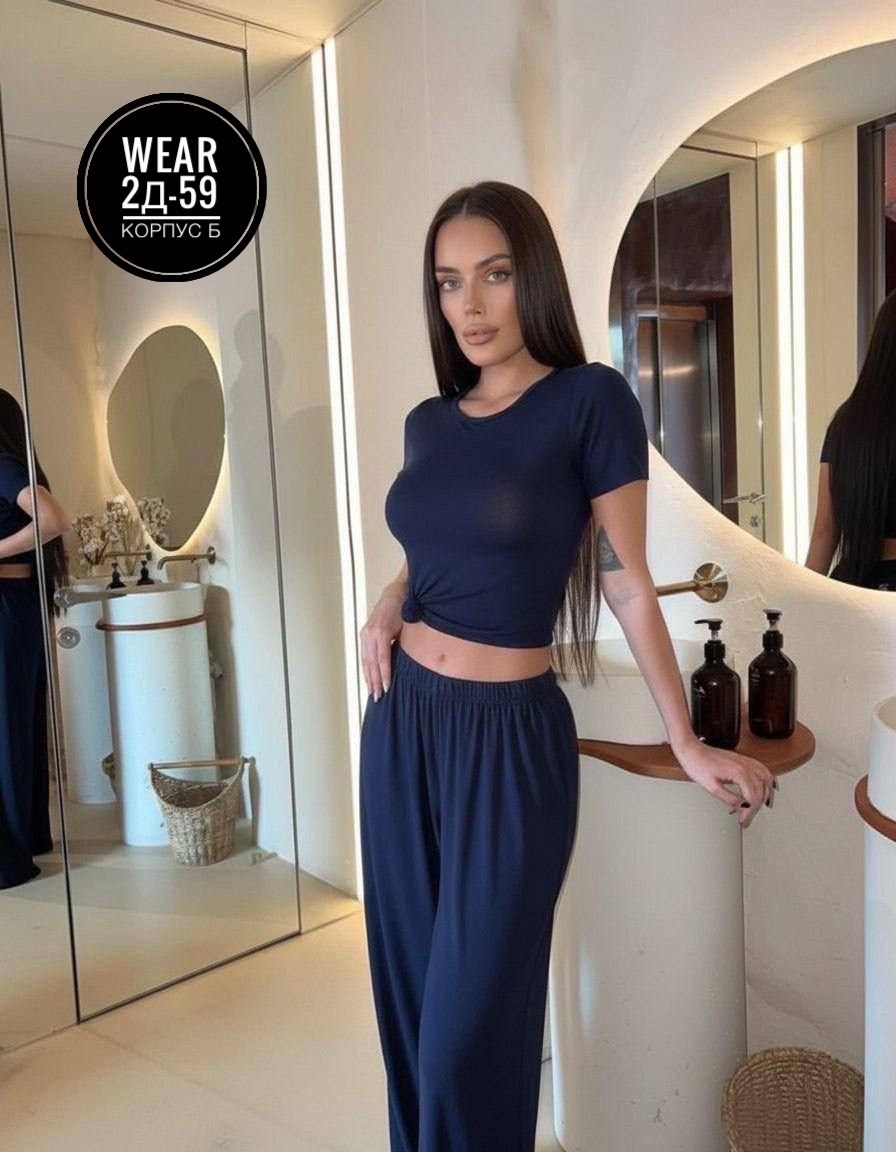 домашние костюмы,костюм женский,костюм с кроп топом,широкие брюки,костюм лапша с брюками