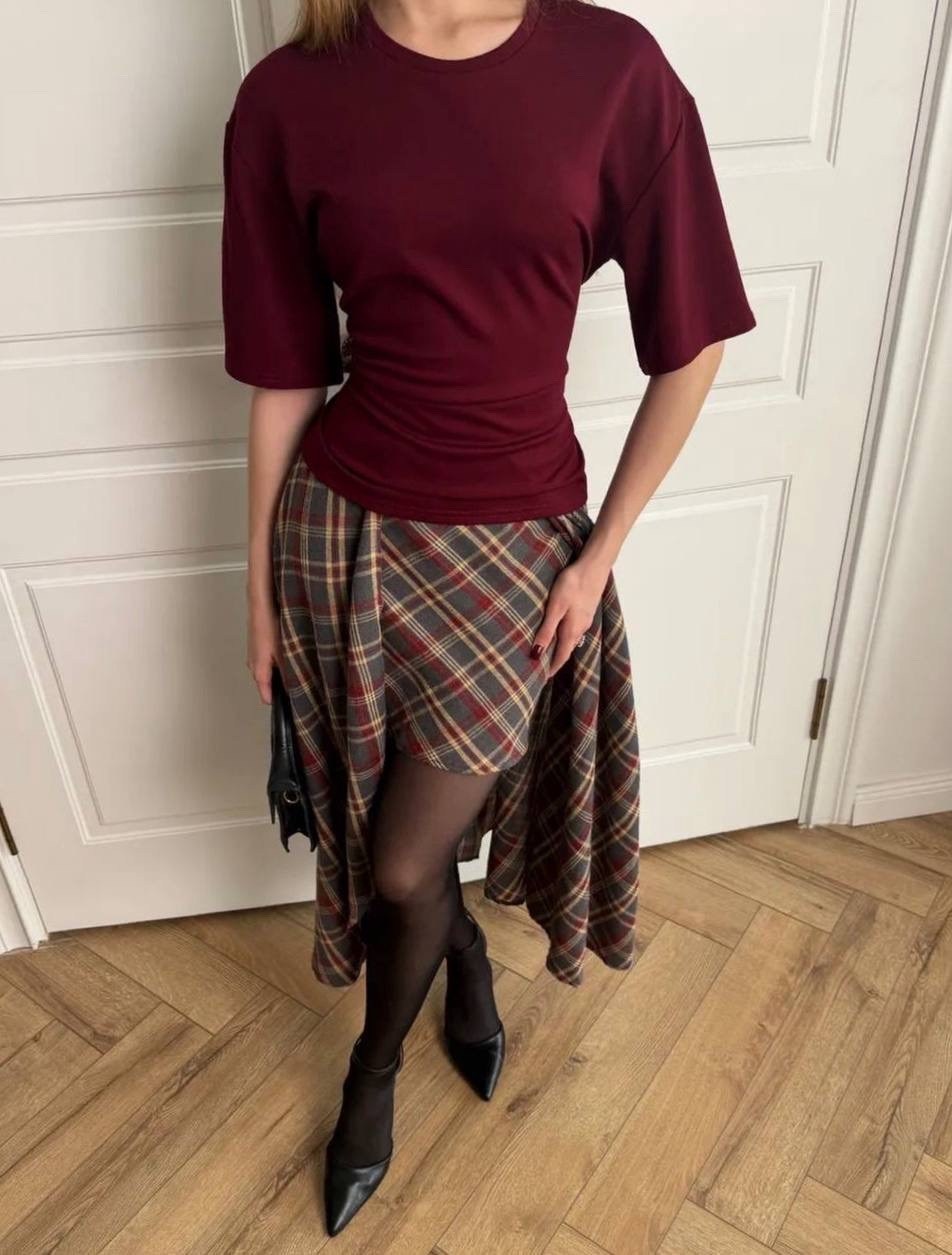 клетчатая юбка накидка килт emberens,клетчатая юбка накидка килт,асимметричная юбка,клетчатая юбка накидка килт красный,юбка в клетку ассиметричная