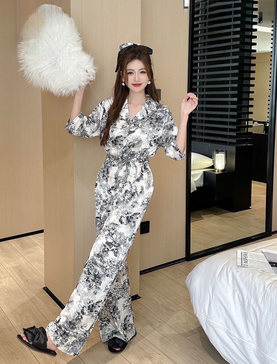 пижама женская,летний женский комбинезон с короткими рукавами и v-образным вырезом с принтом и длинными брюками,теплая пижама,женский комбинезон с коротким рукавом, повседневный длинный комбинезон с v