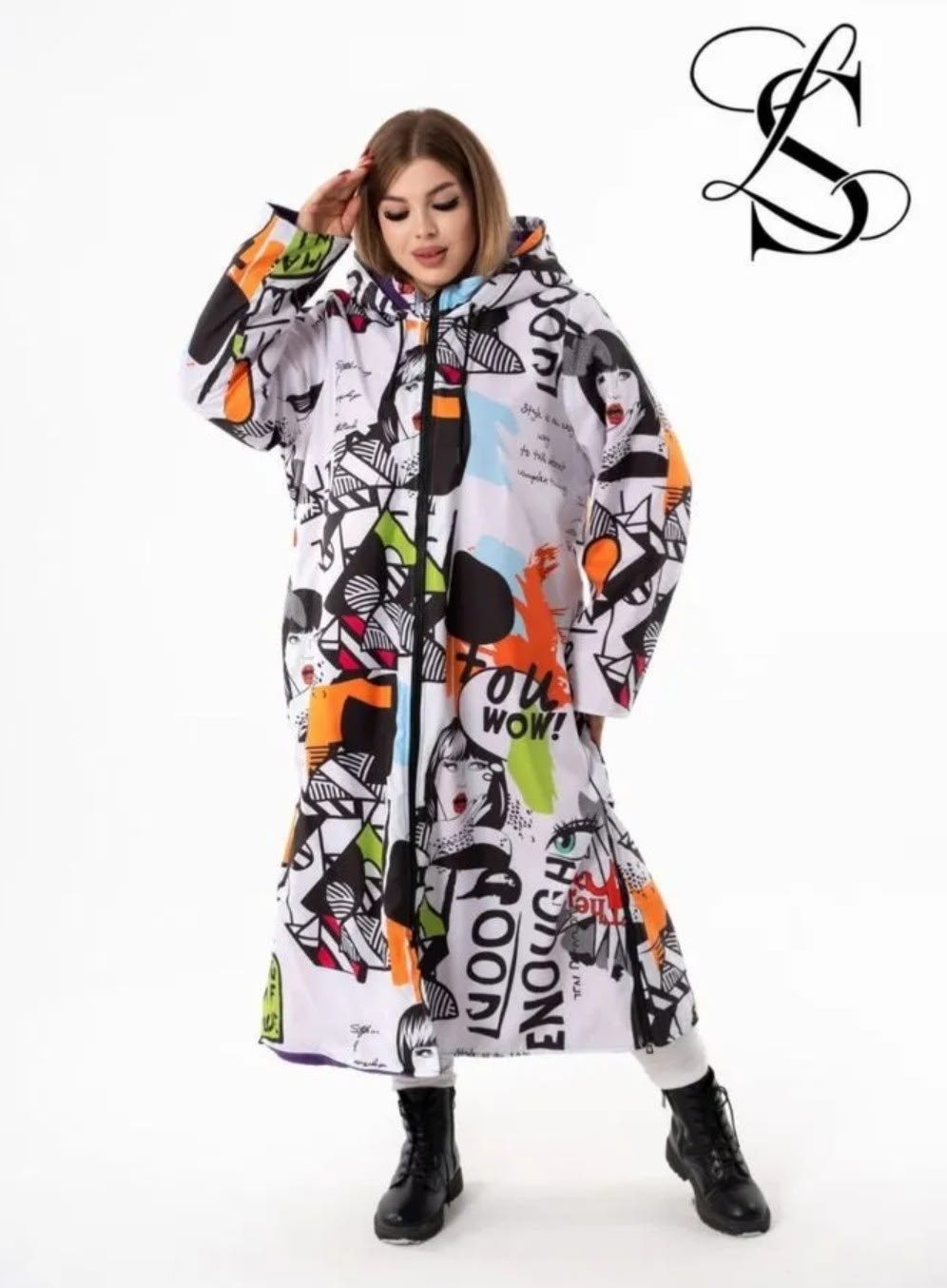 пуховик зимний длинный оверсайз с принтом mayskaya brand,пуховик зимний длинный оверсайз с принтом marimi,женские плащи,плащ двусторонний,куртка зимняя теплая с капюшоном плюс сайз svetluna