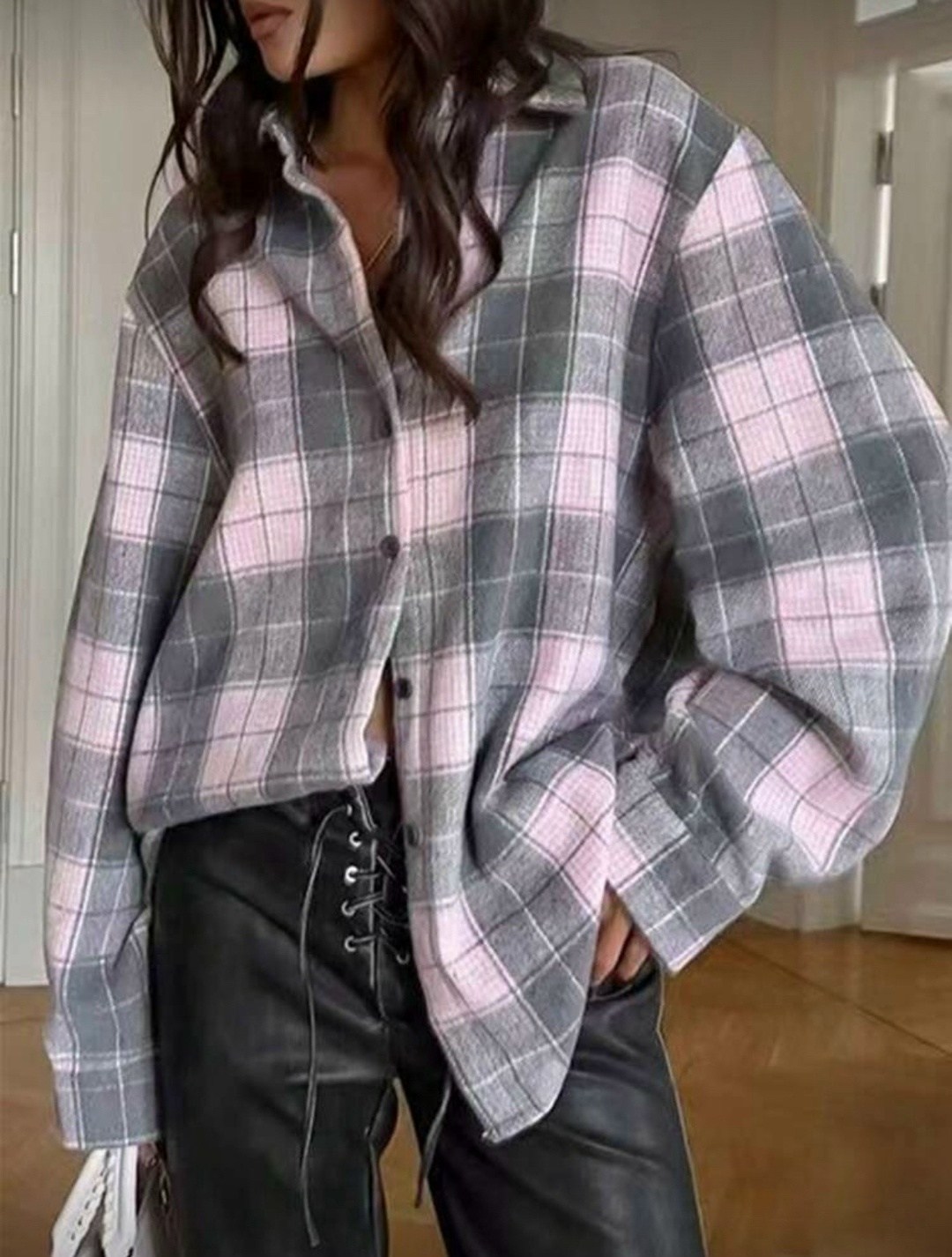 клетчатая рубашка женская,рубашка в клетку женская,женская клетчатая рубашка из полиэстера,клетчатая рубашка,рубашка в клетку