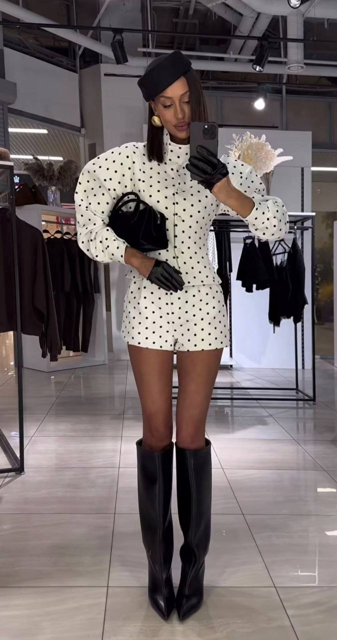 повседневный костюм,женские костюмы,костюм в горошек