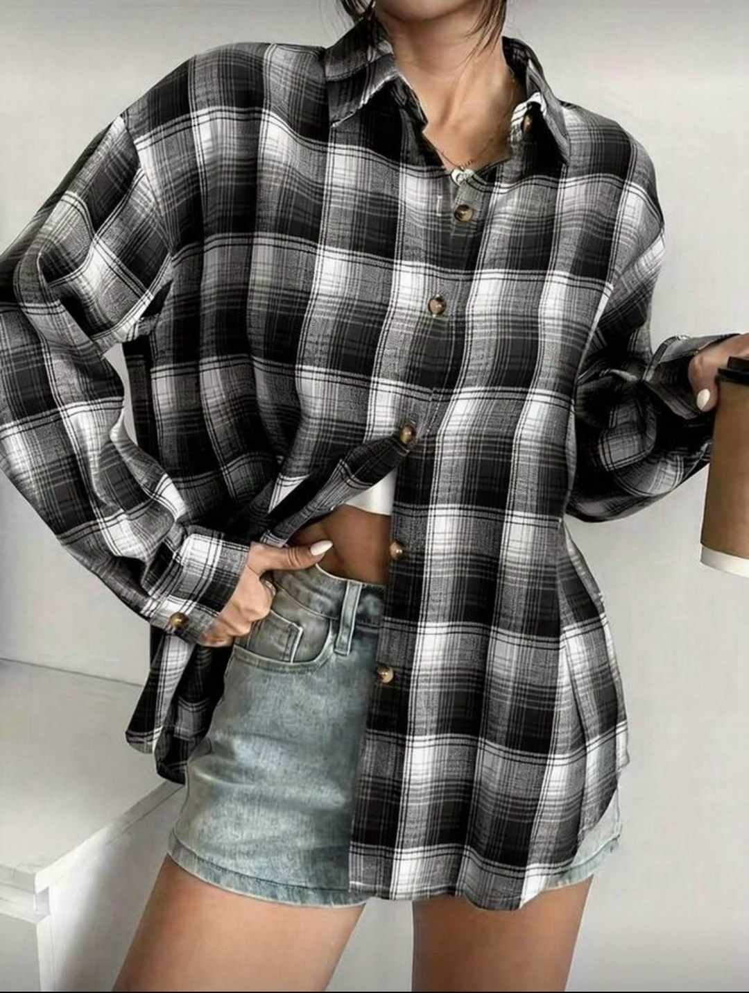 клетчатая рубашка женская,рубашка в клетку женская,женская клетчатая рубашка из полиэстера,клетчатая рубашка,рубашка в клетку