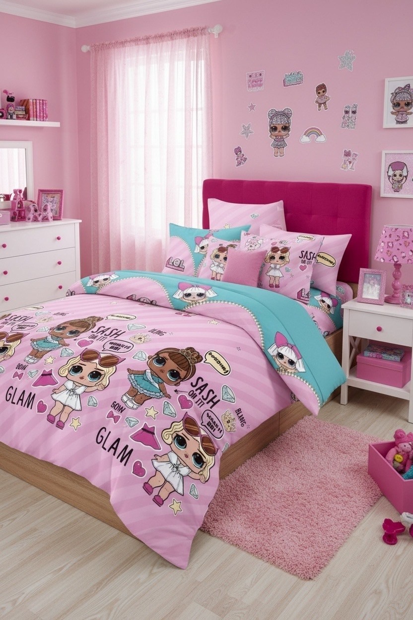 детский комплект постельного белья,постельное белье лол,постельное белье для девочек,постельное белье куклы lol,постельное белье детская