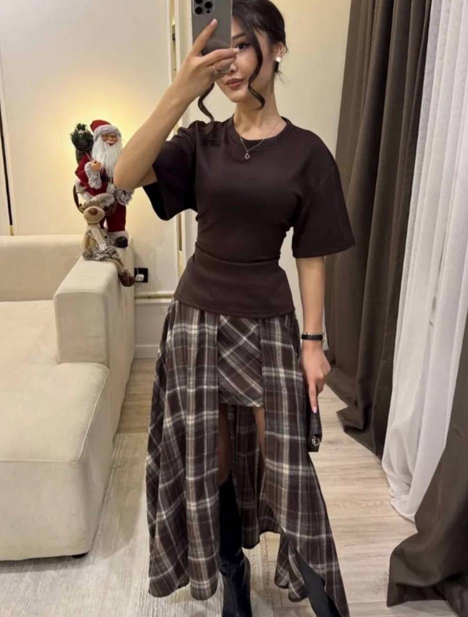 клетчатая юбка накидка килт emberens,клетчатая юбка накидка килт,асимметричная юбка,клетчатая юбка накидка килт красный,юбка в клетку ассиметричная