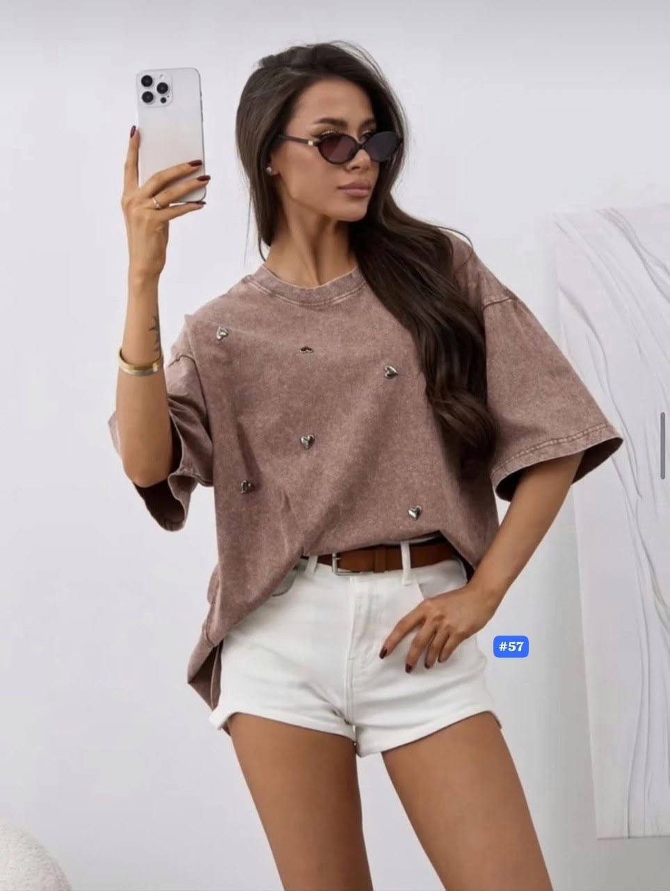 свитшот женская,футболка женская с эффектом варёнки в стиле оверсайз с маленькими сердечками,женская кофта,свитшот со стразами,футболка с эффектом варёнки в стиле оверсайз