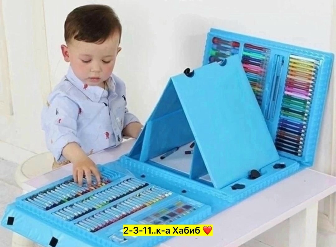 чемоданчик "набор юного художника" для рисования 208,набор для рисования с мольбертом 208 предметов,набор для рисования и творчества 208 предметов (розовый),творческий набор юного художника для рисова