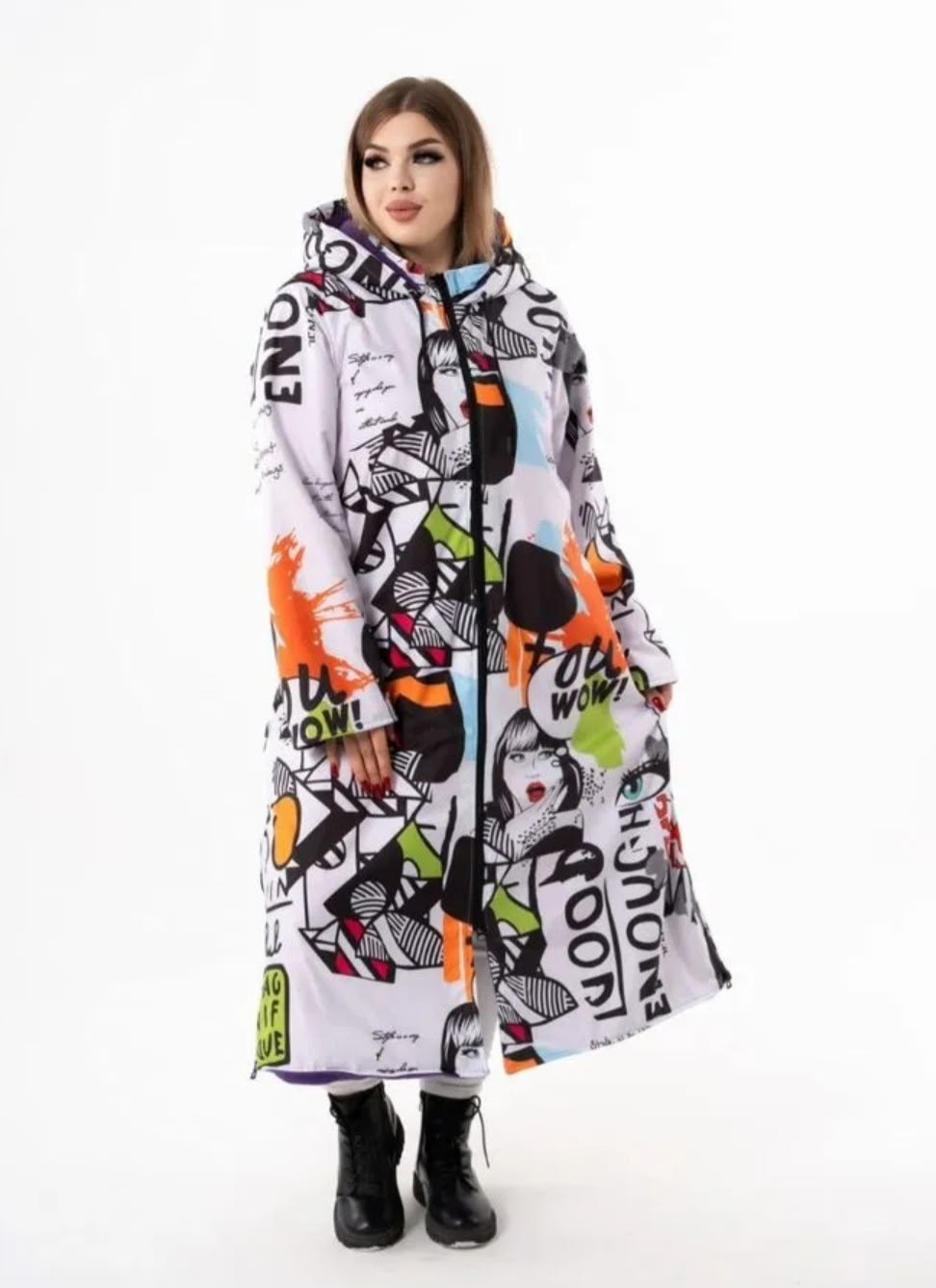 пуховик зимний длинный оверсайз с принтом mayskaya brand,пуховик зимний длинный оверсайз с принтом marimi,женские плащи,плащ двусторонний,куртка зимняя теплая с капюшоном плюс сайз svetluna